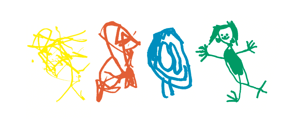 Four children’s drawings representing the nursery rooms